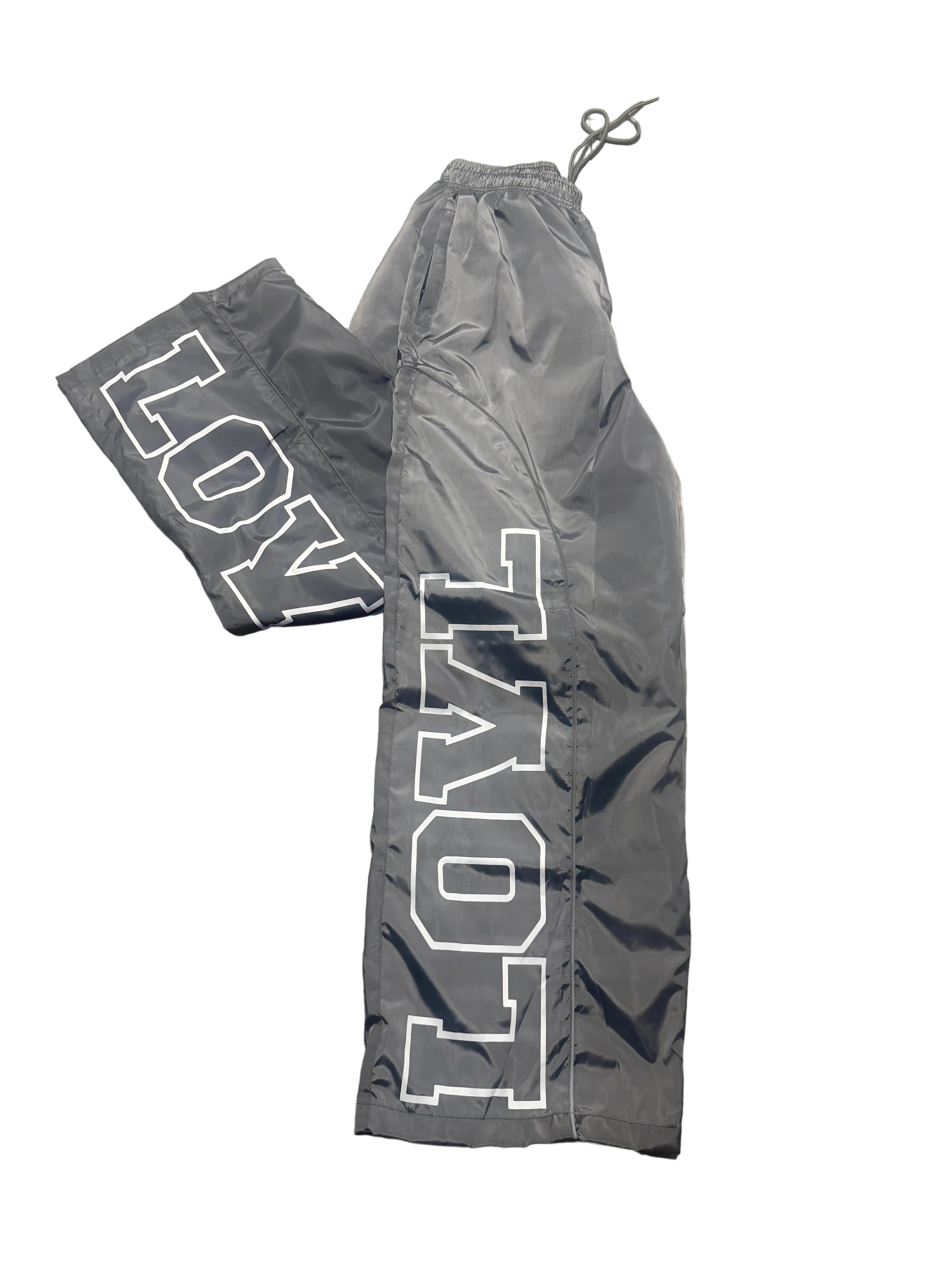 GREY NYLON STATEMENT SWEATS